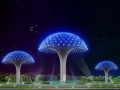 不銹鋼抽象燈光樹雕塑廠家  城市景觀大型雕塑